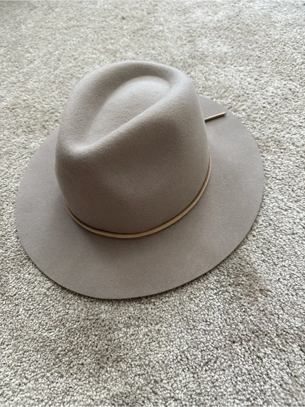 Brixton Taupe Wide-Brim Felt Fedora with Slim Band